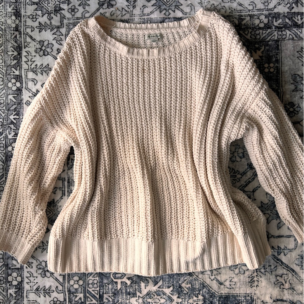 American Eagle Outfitters Cream Knit Sweater